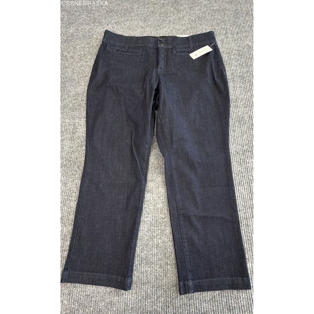 CJ Banks Women's Signature Slimming Trouser Jeans Dark Wash Relaxed 18WP NWT